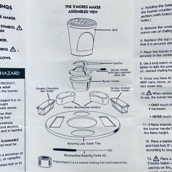 Casa Moda S’mores Maker Indoor/Outdoor with Rotating Serve Tray Partyware UNUSED - Picture 8 of 10